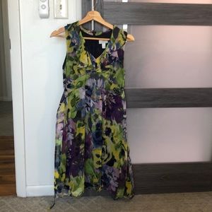 Ann Taylor loft, floral dress with ruffle on the top